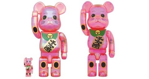 エンタメ/ホビーBE@RBRICK 招き猫 透明メッキ 100％ & 400％